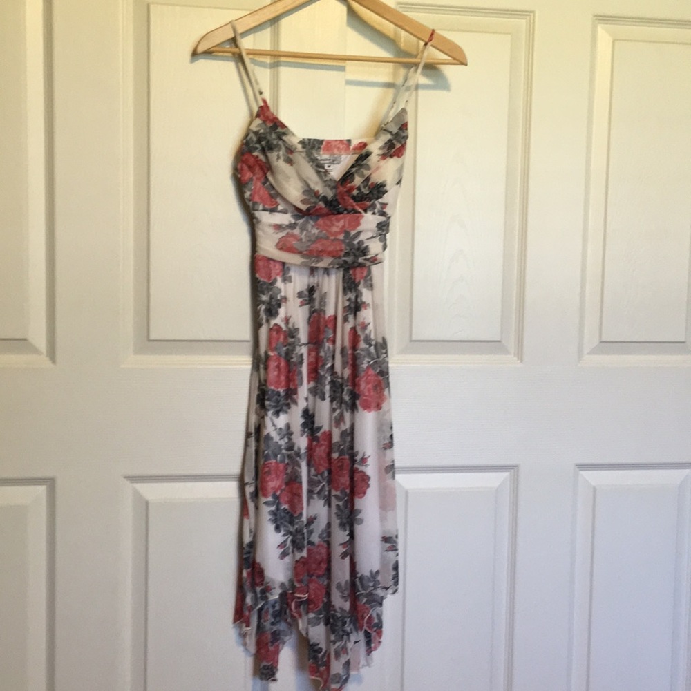 Spaghetti strap flowery handkerchief dress